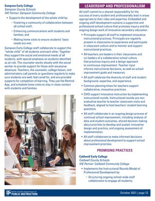 October 2021 | page 12
Sampson Early College
Sampson County Schools
IHE Partner: Sampson Community College
• Supports the ...