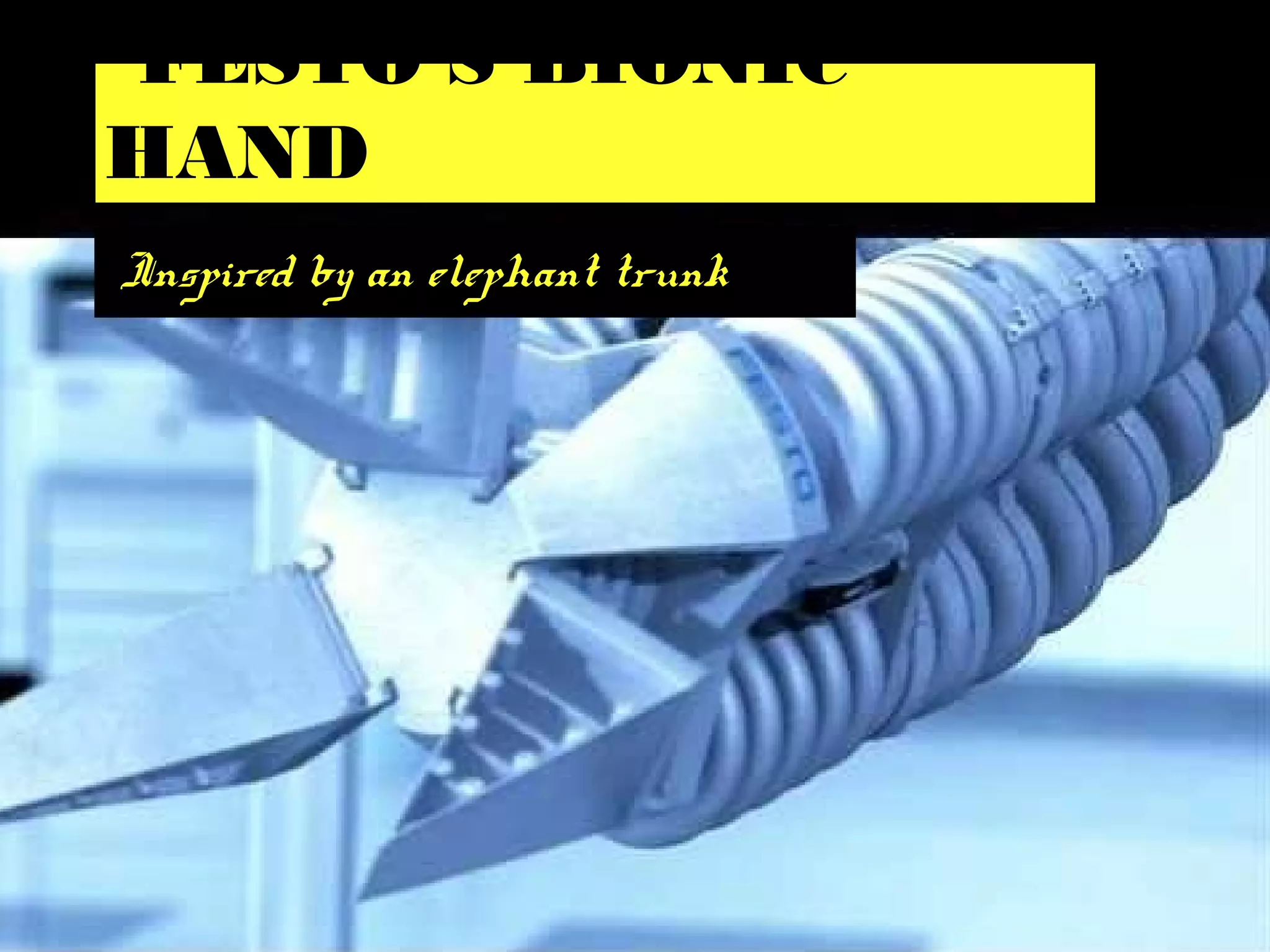 FESTO’S BIONIC
HAND
Inspired by an elephant trunk
 