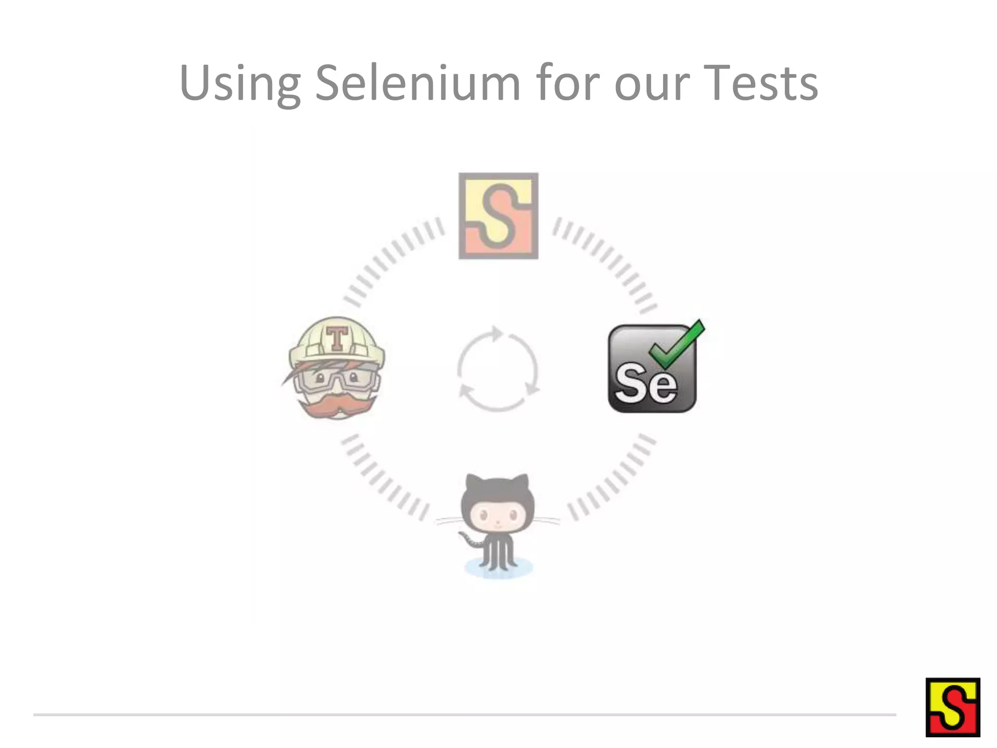 Using Selenium for our Tests
 
