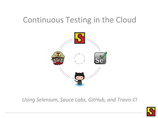Continuous Testing in the Cloud
Using Selenium, Sauce Labs, GitHub, and Travis-CI
 