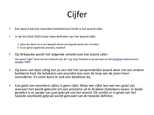 Betekenissen, definities en cijfers