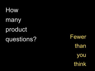 How
many
product
questions?

Fewer
than
you
think

 