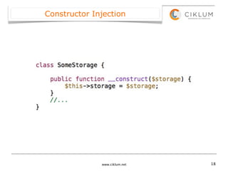 Constructor Injection




              www.ciklum.net   18
 