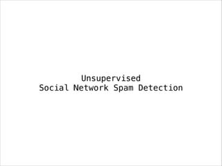 Unsupervised
Social Network Spam Detection

 