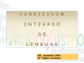 Progresión del aprendizaje

C U R R I C U L U M

 I N T E G R D O

        D E

  L E N G U A S

       CEP, septiembre 2009
       Mª Ángeles Hernández
 