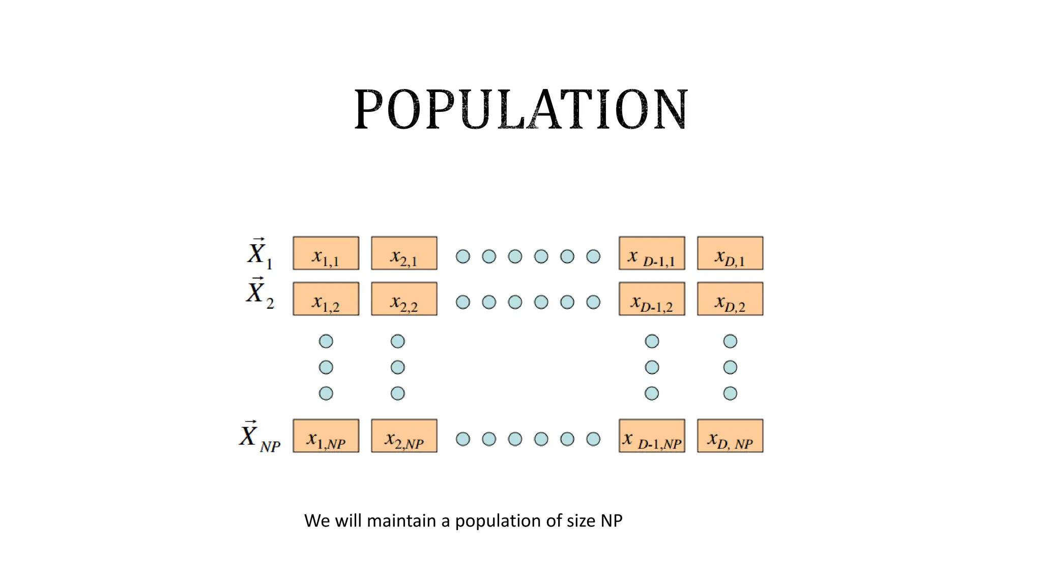 We will maintain a population of size NP
 