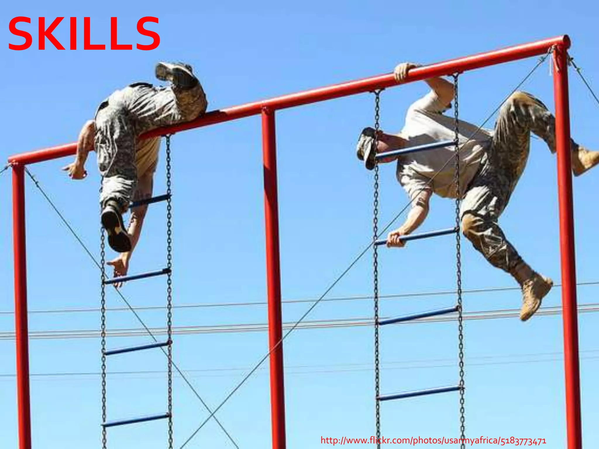 SKILLS




         http://www.flickr.com/photos/usarmyafrica/5183773471
 