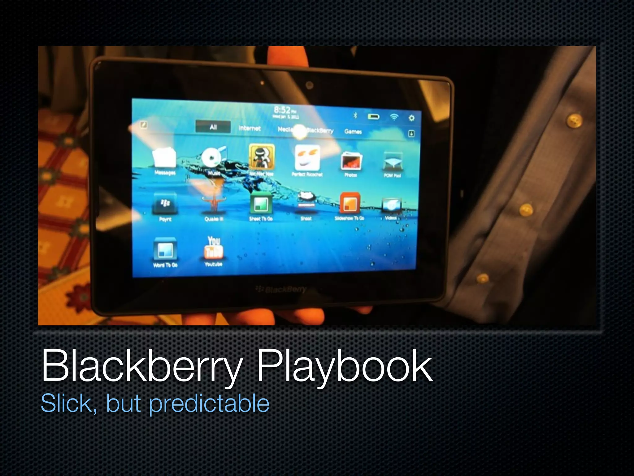 Blackberry Playbook
Slick, but predictable
 