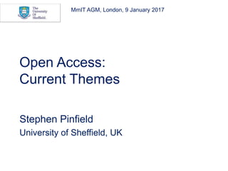 Open Access:
Current Themes
Stephen Pinfield
University of Sheffield, UK
MmIT AGM, London, 9 January 2017
 