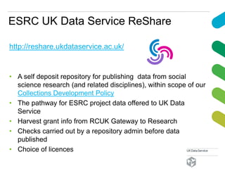 A quality stamp for ESRC data?
• We advocate a ‘quality stamp’ for ESRC-funded social
science data that has been processed...