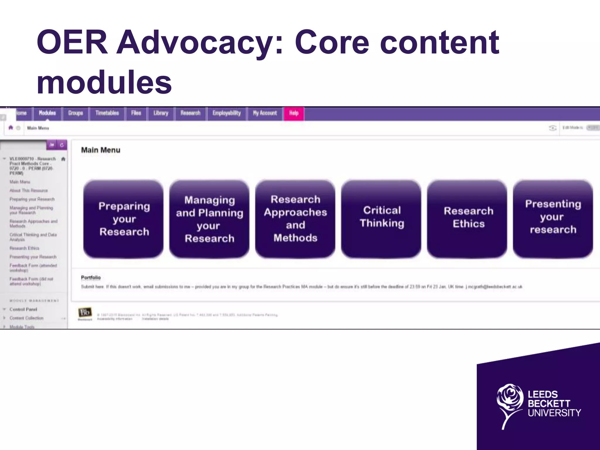 OER Advocacy: Core content
modules
 