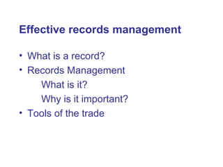 Recordsmanagement | PPT