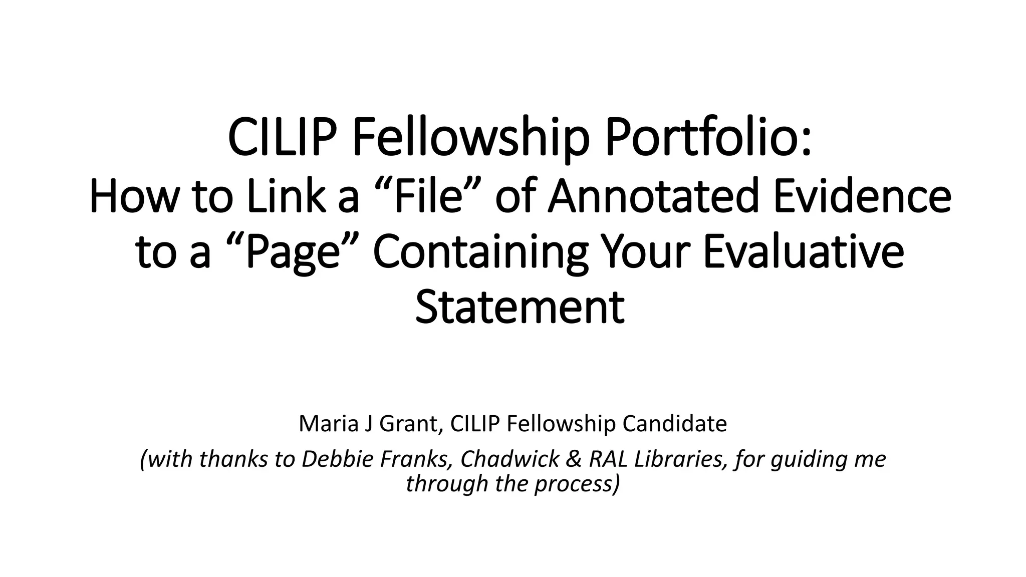 CILIP Fellowship Portfolio: How to Link a 