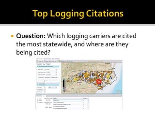 Question: Which logging carriers are cited the most statewide, and where are they being cited?  