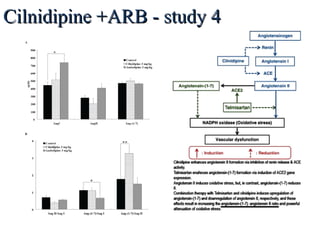 Cilnidipine +ARB - study 4Cilnidipine +ARB - study 4
Cilnidipine, An L-/N-Type Calcium Channel Blocker, Changes the Circulating Angiotensin–(1-7)/Angiotensin II Ratio by Shizuka Aritomi et
al, J Hypertens Open Access, 2012
 