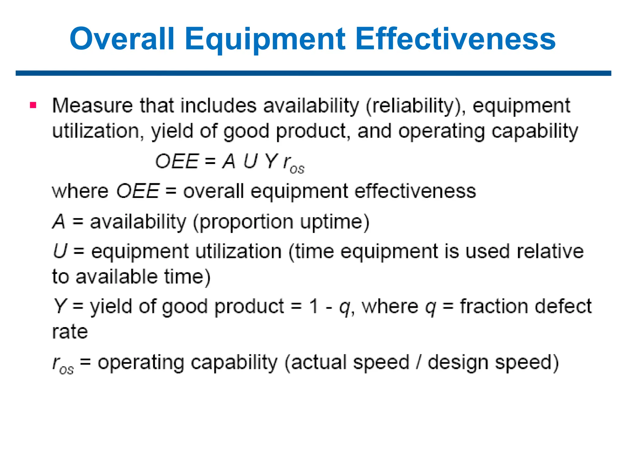 Overall Equipment Effectiveness
 