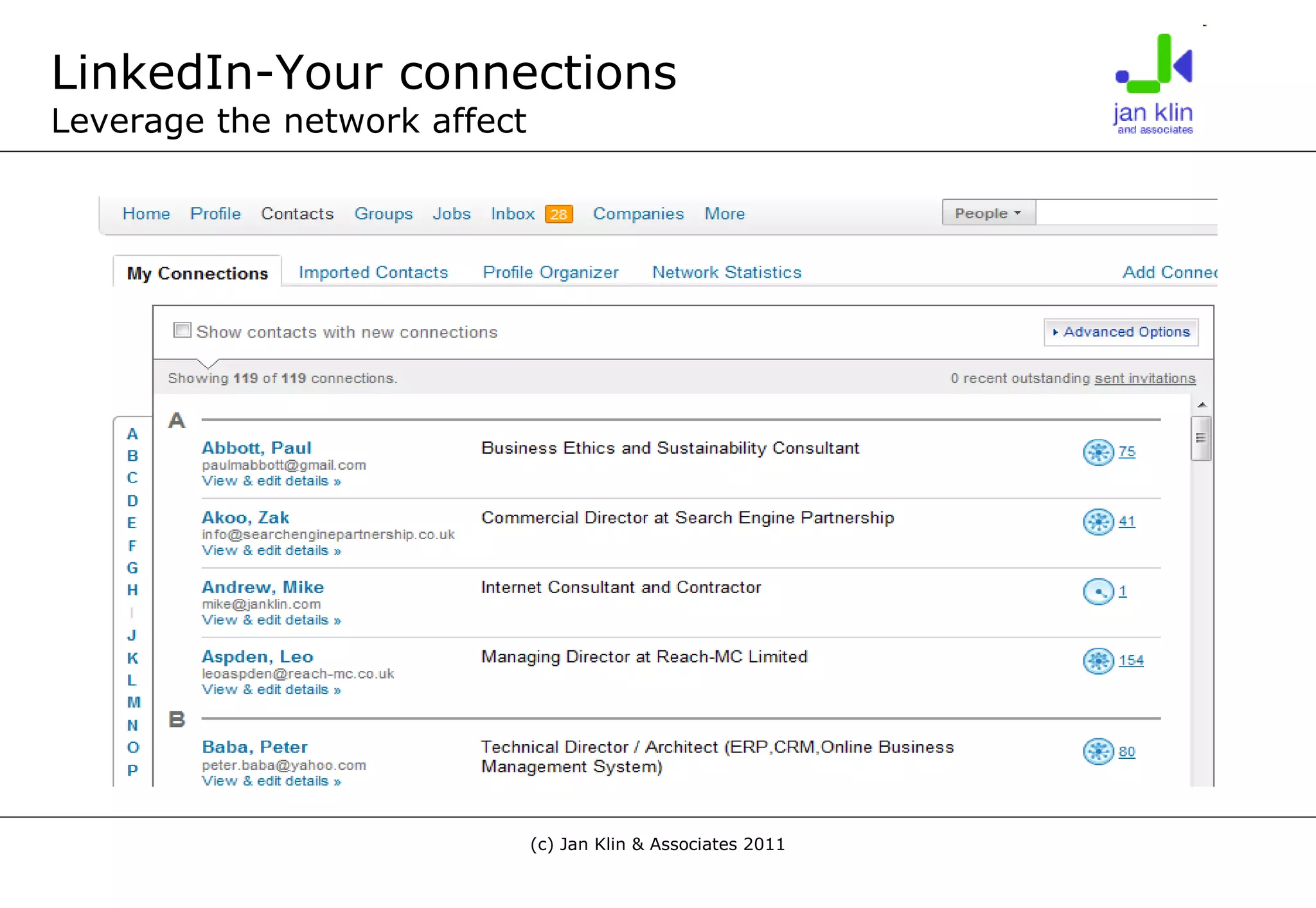 LinkedIn-Your connections Leverage the network affect 