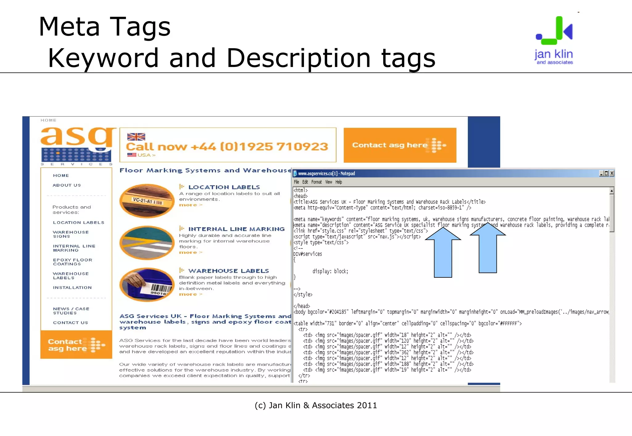 Meta Tags  Keyword and Description tags 