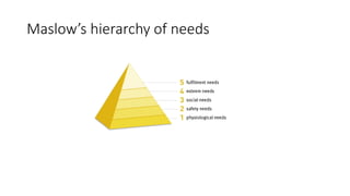 Maslow’s hierarchy of needs
 