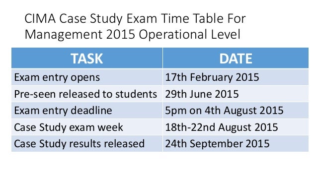 cima management case study timetable