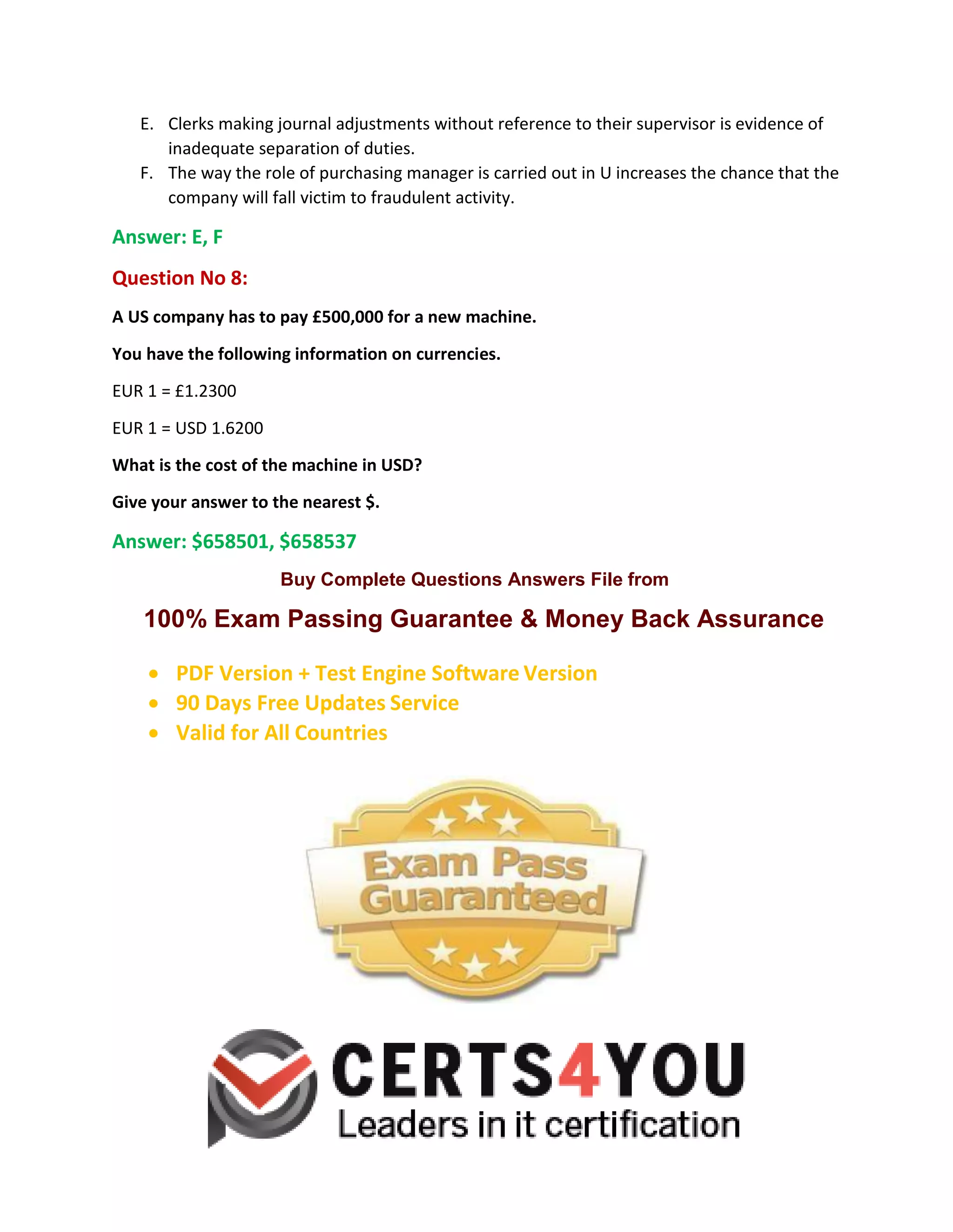 Cima P3 Past Papers | PDF