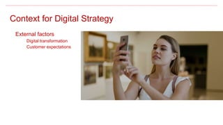 Context for Digital Strategy
External factors
Digital transformation
Customer expectations
 