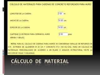 CÁLCULO DE MATERIAL

 