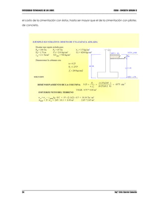UNIVERSIDAD TECNOLOGICA DE LOS ANDES CURSO : CONCRETO ARMADO II
24 Ing° Erick Alarcón Camacho
el costo de la cimentación con éstos, hasta ser mayor que el de la cimentación con pilotes
de concreto.
 