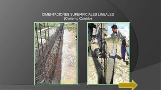 CIMENTACIONES SUPERFICIALES LINEALES
(Cimiento Corrido)
 