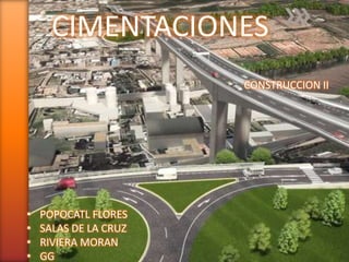CIMENTACIONES
CONSTRUCCION II
• POPOCATL FLORES
• SALAS DE LA CRUZ
• RIVIERA MORAN
• GG
 