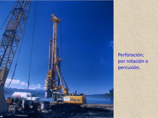 Perforación;
por rotación o
percusión.
 