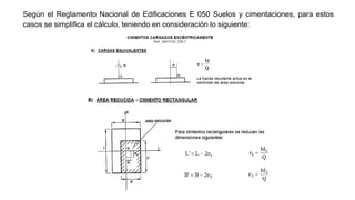 Según el Reglamento Nacional de Edificaciones E 050 Suelos y cimentaciones, para estos
casos se simplifica el cálculo, teniendo en consideración lo siguiente:
 