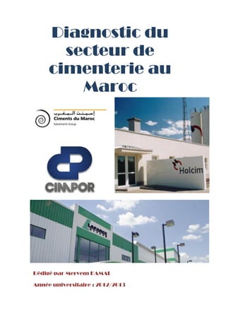 Diagnostic du
       secteur de
     cimenterie au
         Maroc




Rédigé par Meryem KAMAL

Année universitaire : 2012/2013
 