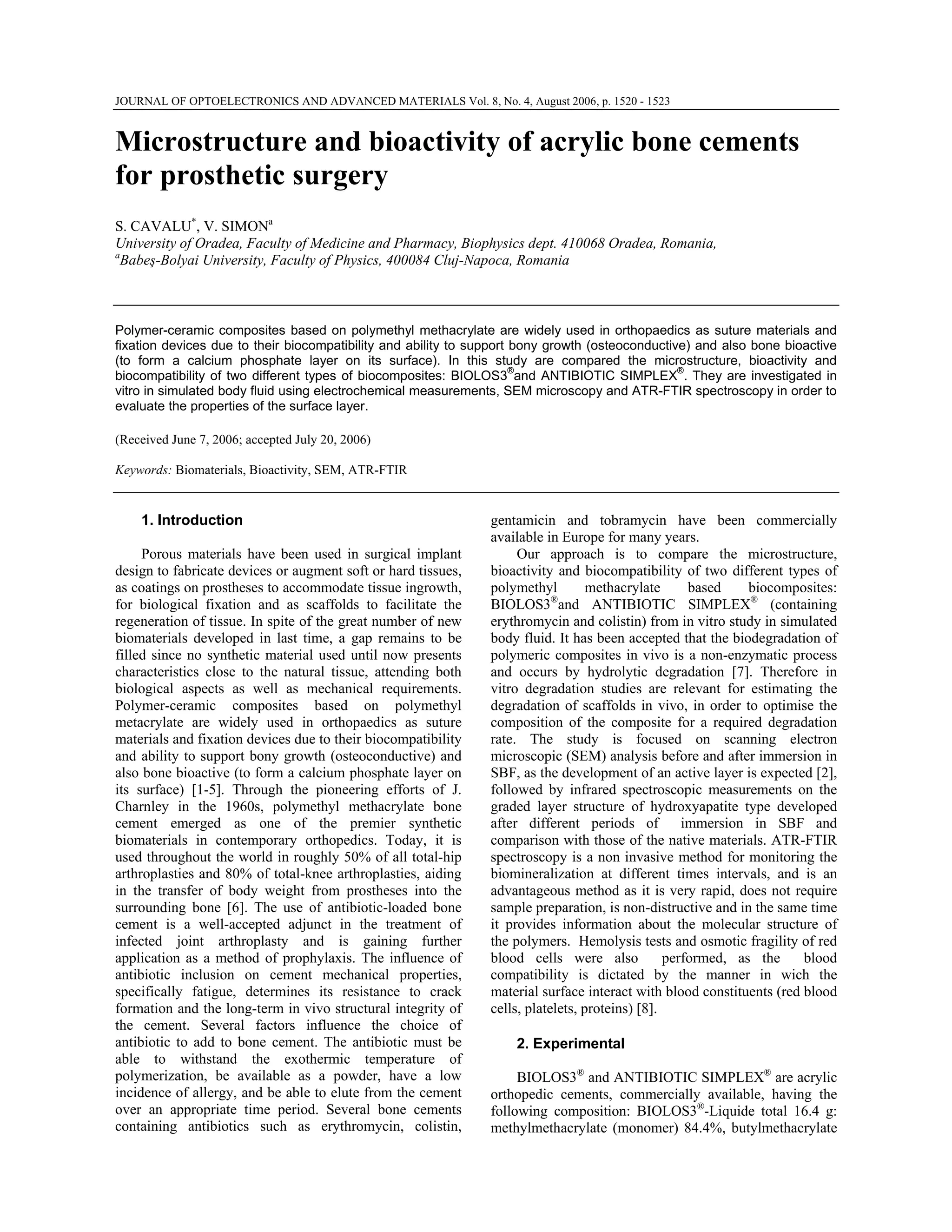 SIMONA CAVALU_Microstructure and bioactivity of acrylic bone cements PDF