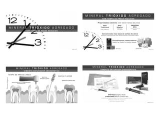 C O M T E M P O D E P R E S A R E D U Z I D O
M I N E R A L T R I Ó X I D O A G R E G A D O
TAWIL, 2015
C O M T E M P O D E P R E S A R E D U Z I D O
TAWIL, 2015
M I N E R A L T R I Ó X I D O A G R E G A D O
Propriedades similares com menor tempo de presa
MTA
Tradicional
MTA
Angelus
ENDOCEM
MTA
2-3h (165min) 10-15min 2-4min
Concentração mais baixa de sulfato de cálcio
Substância responsável pela maior tempo de presa na formulação original.
(Angelus, Brasil) (Maruchi Co. Ltd., Coreia do Sul)
Procedimentos restauradores
podem ser feitos na mesma sessão
MTA Angelus ENDOCEM MTA
C I M E N T O O B T U R A D O R E N D O D Ô N T I C O
M I N E R A L T R I Ó X I D O A G R E G A D O
RAWTIYA, 2013
D E S C O L O R A Ç Ã O
T E M P O D E P R E S A L O N G O
B A I X A F L U I D E Z
R E S I S T Ê N C I A A C O M P R E S S Ã O
I N A D E Q U A D A
D I F Í C I L
D I S S O L U Ç Ã O
Desvantagens
RAWTIYA, 2013
C I M E N T O O B T U R A D O R E N D O D Ô N T I C O
M I N E R A L T R I Ó X I D O A G R E G A D O
MTA Fillapex (Angelus, Brasil)
EndoSeal MTA (Maruchi, Coréia do Sul)
ProRoot Endo Sealer (Dentsply Tulsa Dental Specialties, Suíça).
CPM Sealer (EGEO SRL, Argentina)
MTA Obtura (Angelus, Brasil)
 
