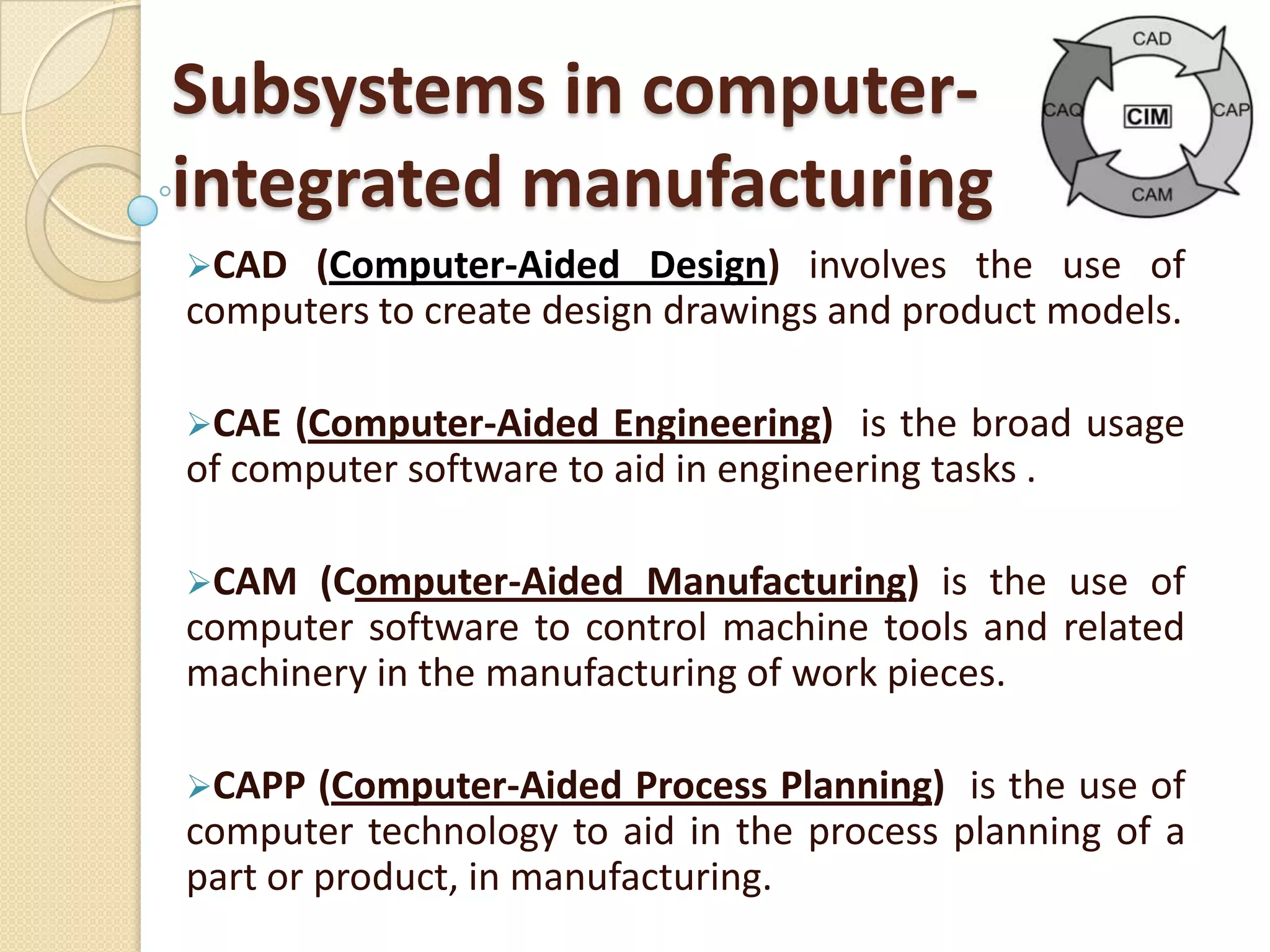 Computer Integrated Manufacturing | PPTX