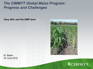 The CIMMYT Global Maize Program:
Progress and Challenges


Gary Atlin and the GMP team




El Batan
22 June 2012
 