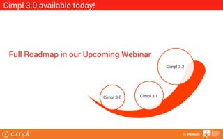 Cimpl 3.0 available today!

Full Roadmap in our Upcoming Webinar
Cimpl 3.2

Cimpl 3.0

Cimpl 3.1

by etelesolv

 