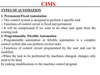 Computer Integrated Manufacturing System | PPTX