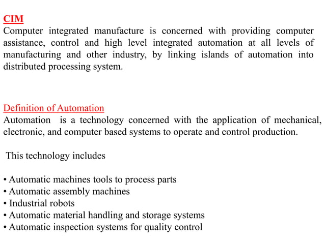 Computer Integrated Manufacturing System | PPT