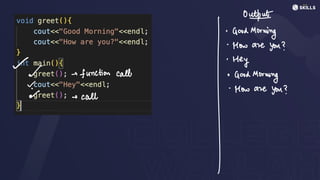 Output
·
How are
you?
~-
·
Hey
~
I
·Good
Morning
~
function call ·
Good
Morning
of scall
·
How are
you?
 