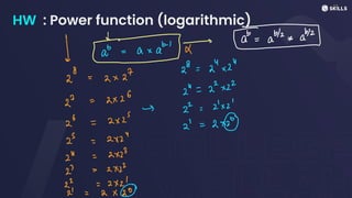 HW : Power function (logarithmic)
L
I -
⑳2
x
abz
X
8
a
= 28 =
24x24
2 -
2 x 2
2" =
22 x
22
27 =
2x26
- 22 =
2'xz
⑧
2
6
- 2x2
S
2' =
2x2
2 - 2x2
Y
z4 -
2x23
24 =
2x22
=
2x21
i 0
I 2 x 20
 