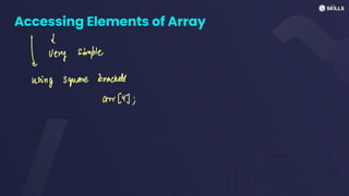 Accessing Elements of Array
↓ Very simple
using square brackets
arr [41;
 