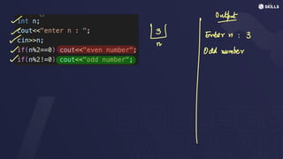 w Output
3
n
I Odd number
I W
I
Enter n:3
 