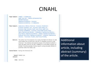 CINAHL Introduction | PDF
