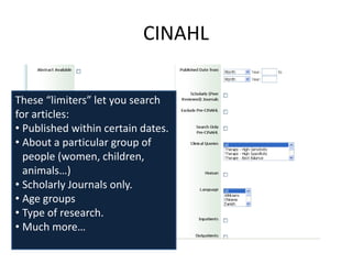CINAHL Introduction | PDF
