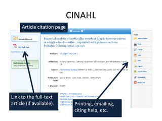 CINAHL Introduction | PDF