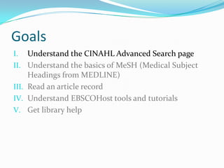 Cinahl Basics | PPTX