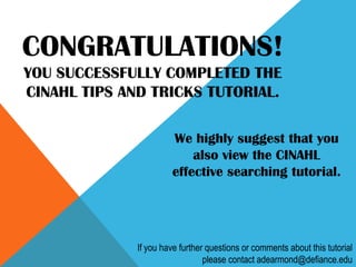 CINAHL: Tips and Tricks | PPTX