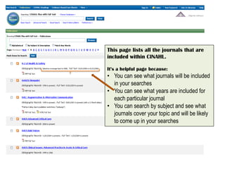CINAHL: Tips and Tricks | PPTX